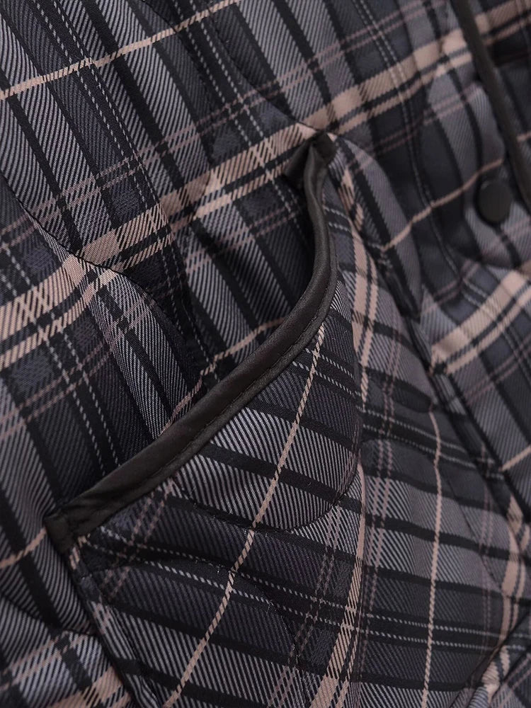 Casual Plaid Quilted Jacket