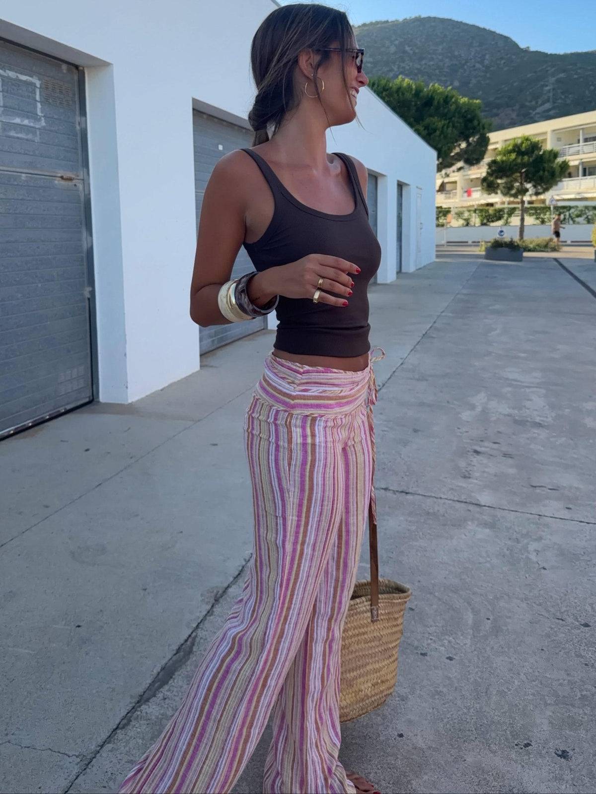 Daniela – Boho gestreifte Palazzo-Hose