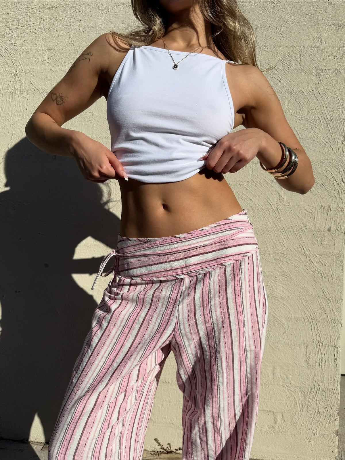 Daniela – Boho gestreifte Palazzo-Hose