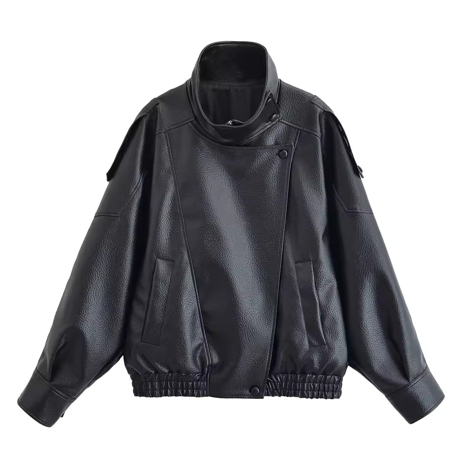 Asymmetrische Jacke mit Knopf und Tasche