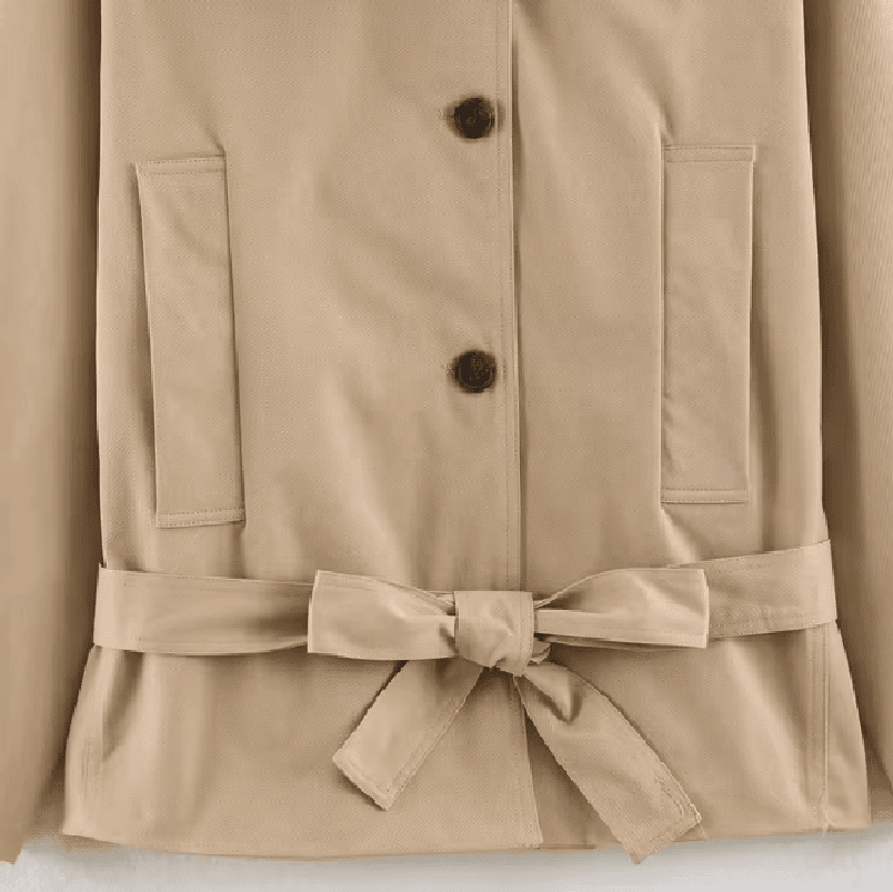 Asymmetrischer Trenchcoat mit Knopfleiste und Gürtel