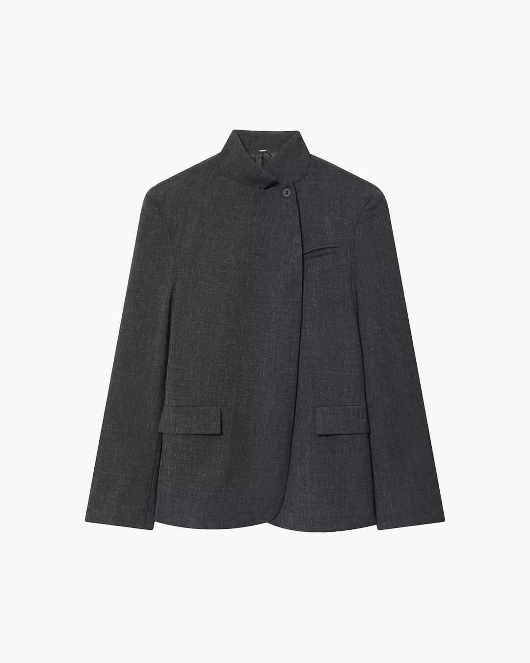 Asymmetrischer Blazermantel mit hohem Kragen