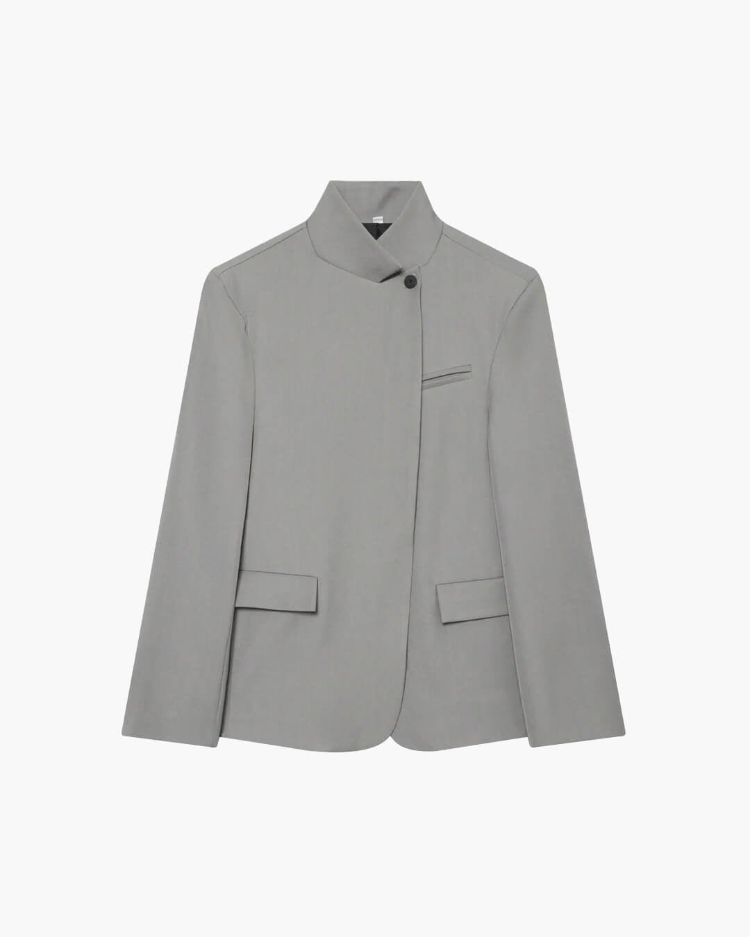Asymmetrischer Blazermantel mit hohem Kragen