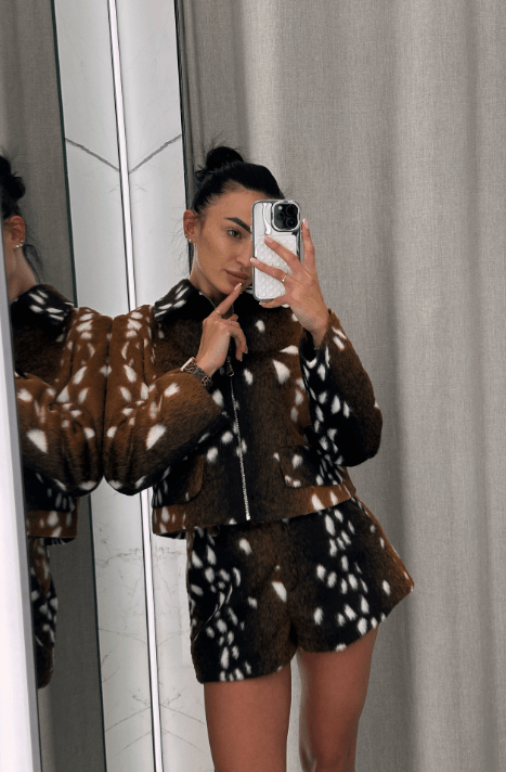 Bambi Kunstfelljacke und Shorts Set