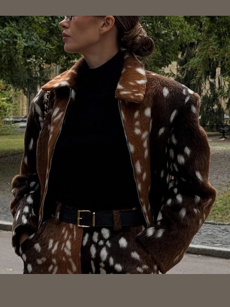Bambi Kunstfelljacke und Shorts Set
