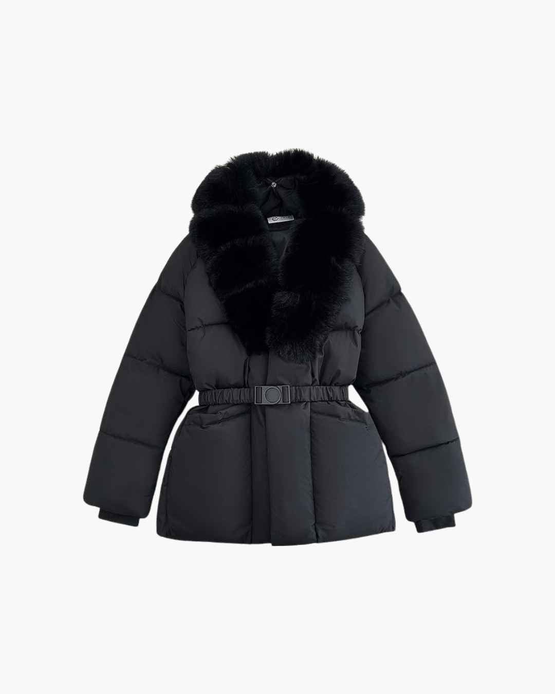 Parka mit Gürtel, Kunstfellkragen und Steppung