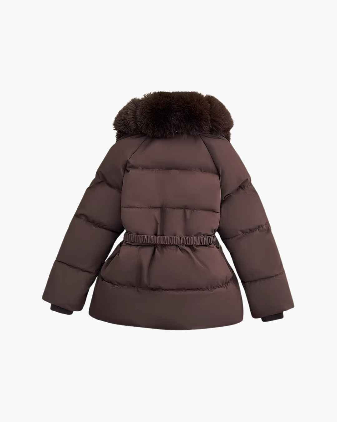 Parka mit Gürtel, Kunstfellkragen und Steppung