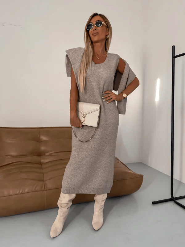 Adsara – Gemütliches Set aus Midikleid und Pullover