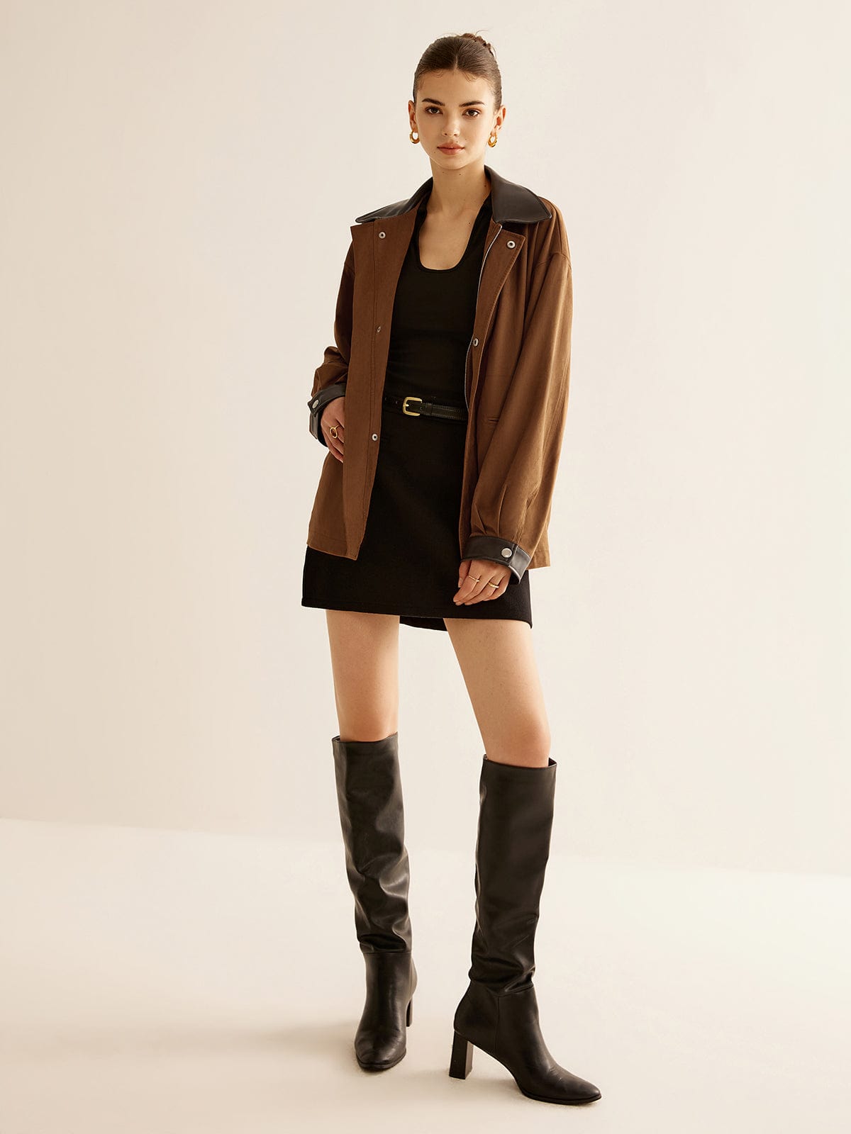 Agida – Oversized-Jacke mit Kunstlederakzenten