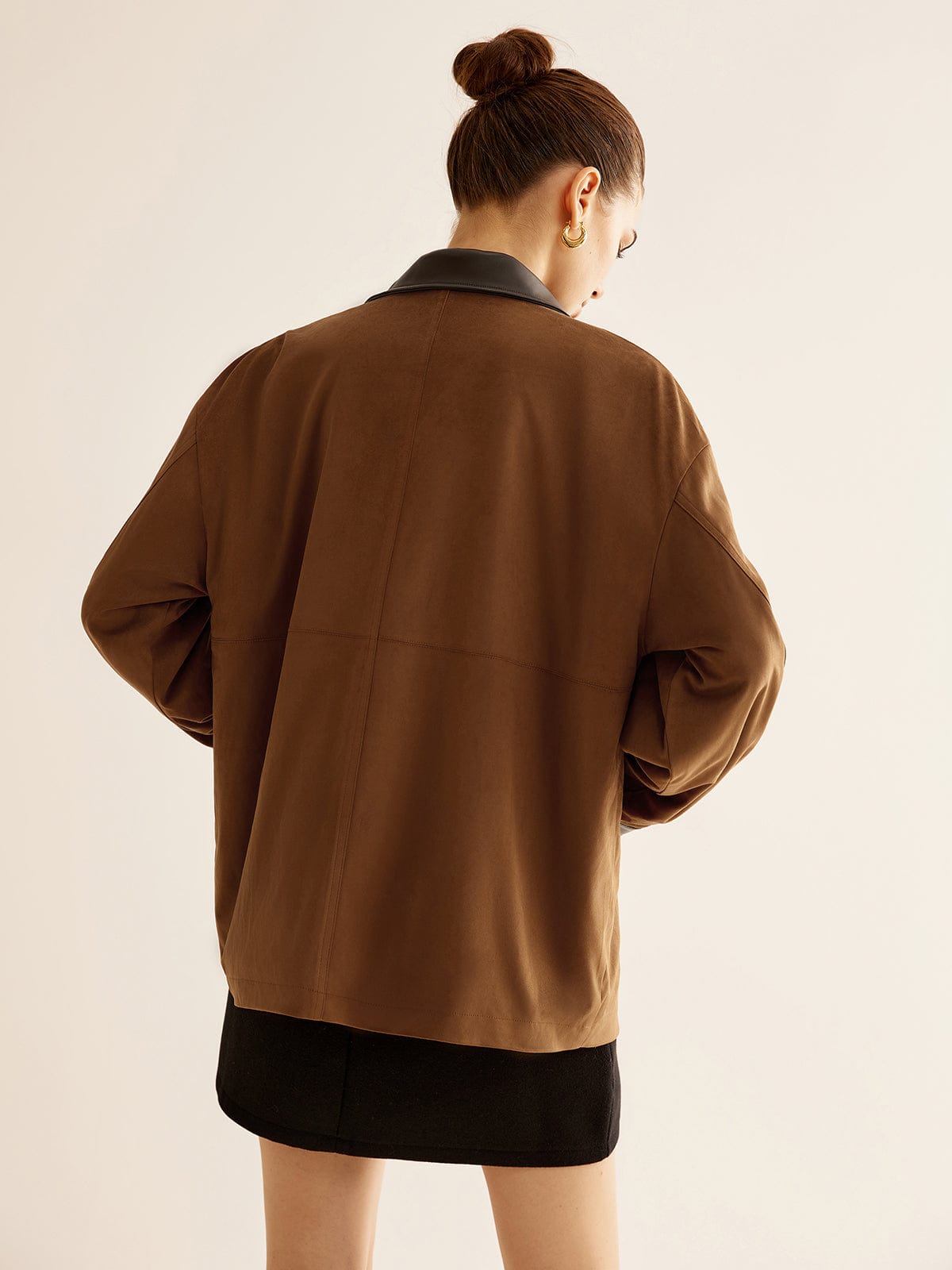 Agida – Oversized-Jacke mit Kunstlederakzenten