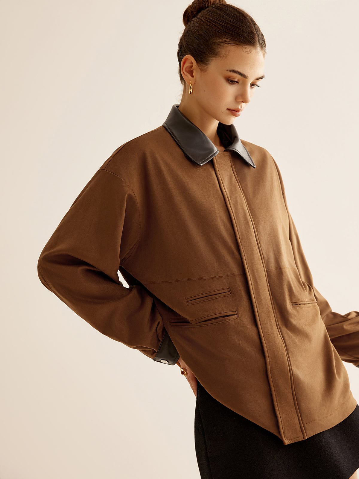 Agida – Oversized-Jacke mit Kunstlederakzenten