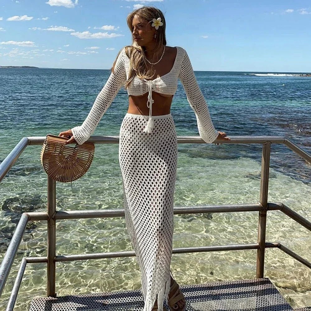 Adelita – Atmungsaktives Häkelset aus Strandtop und Rock