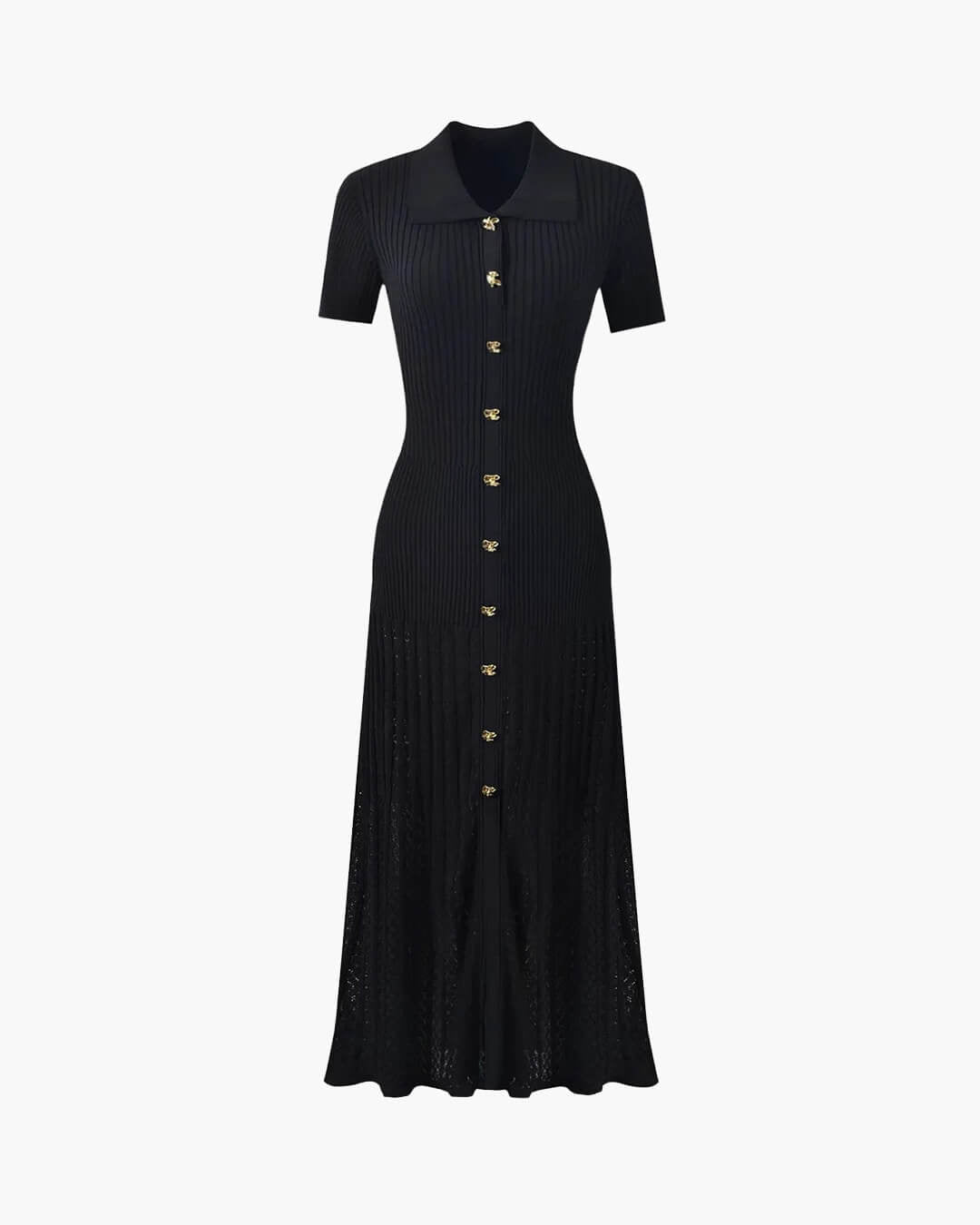 Adila – Lässiges Strick-Maxikleid mit Umlegekragen