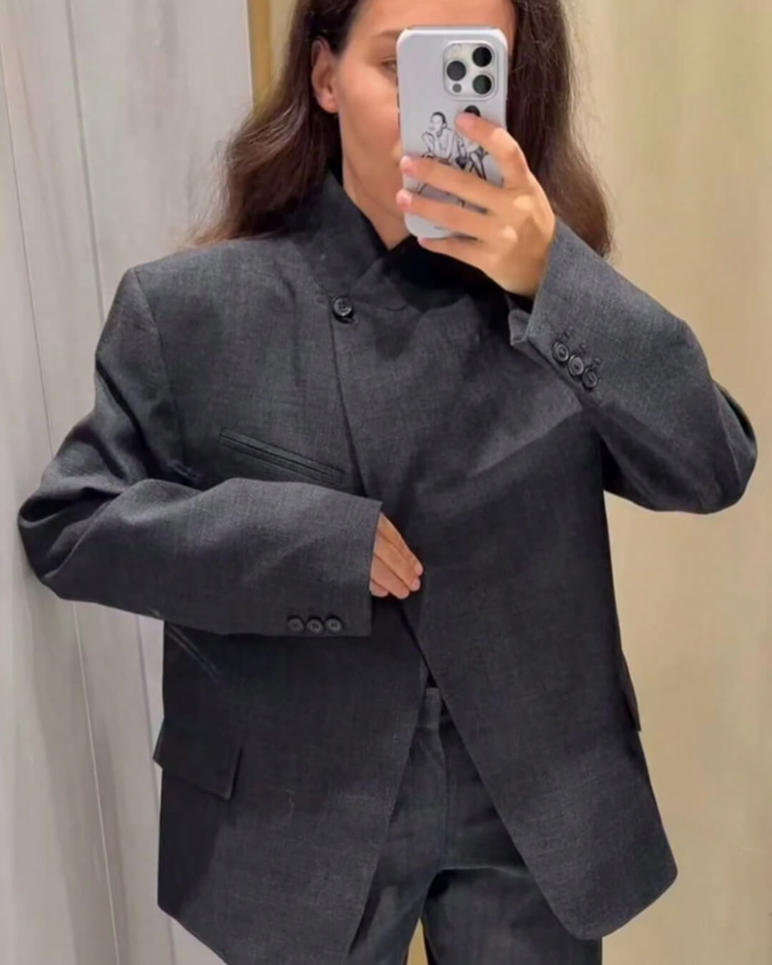 Eleganter karierter Blazer mit Stehkragen