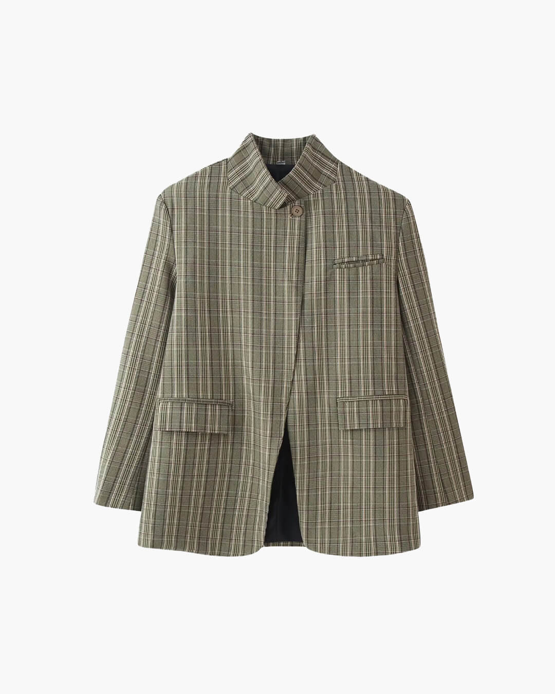 Eleganter karierter Blazer mit Stehkragen