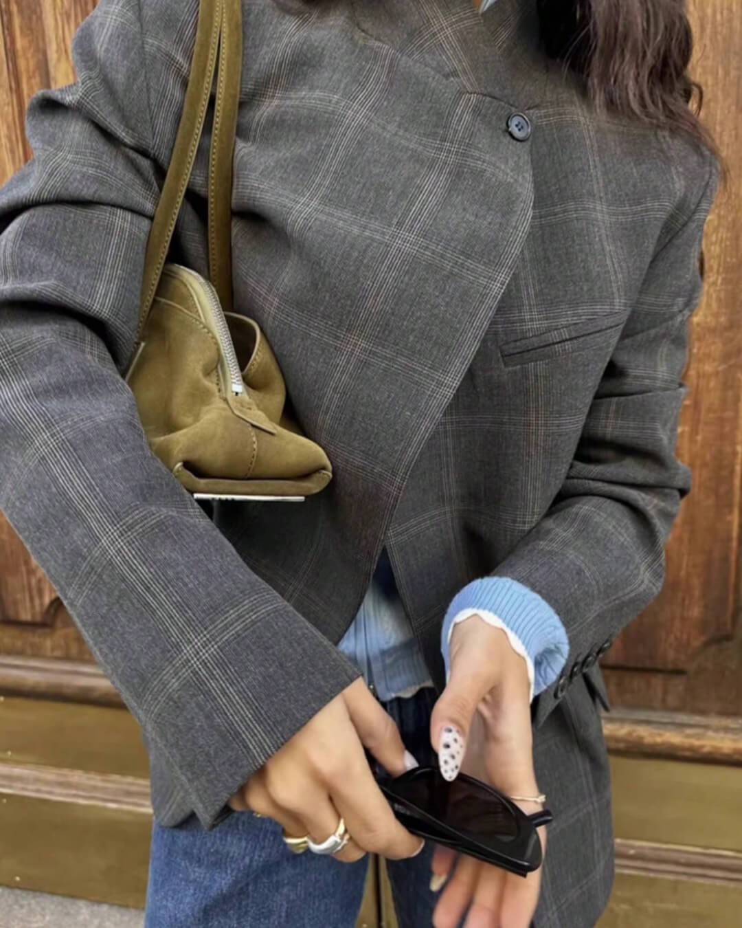 Eleganter karierter Blazer mit Stehkragen