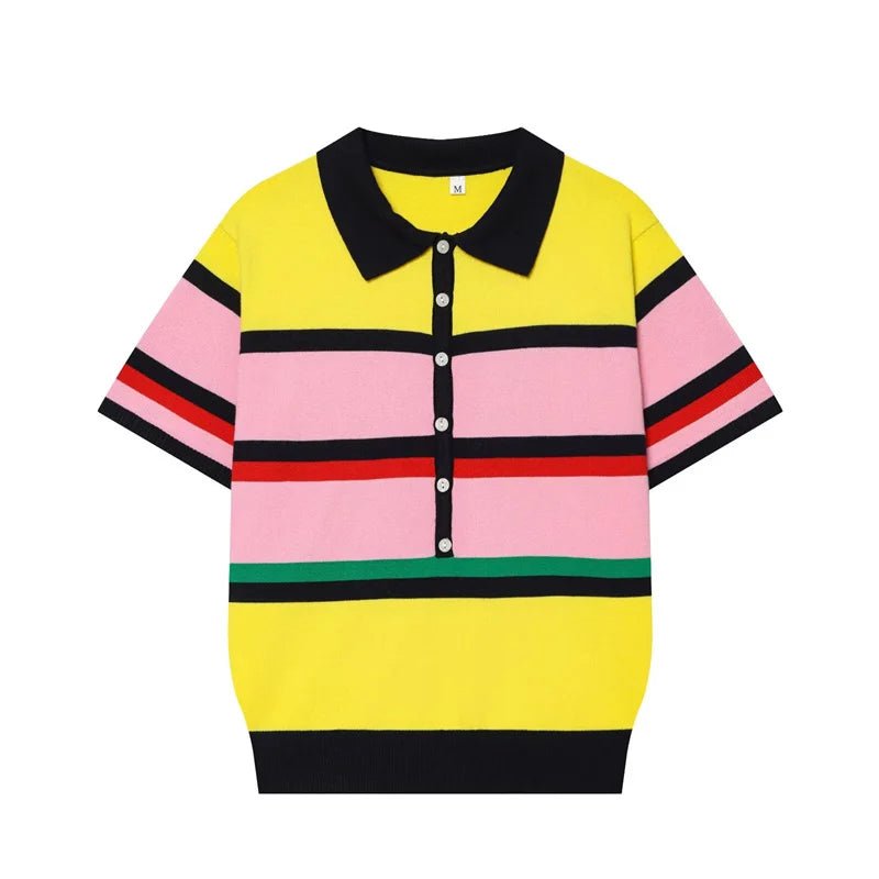 Klassisches Colorblock-Polo-Stricktop