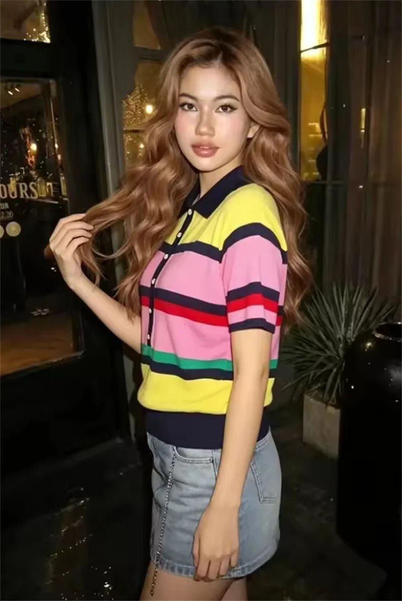 Klassisches Colorblock-Polo-Stricktop