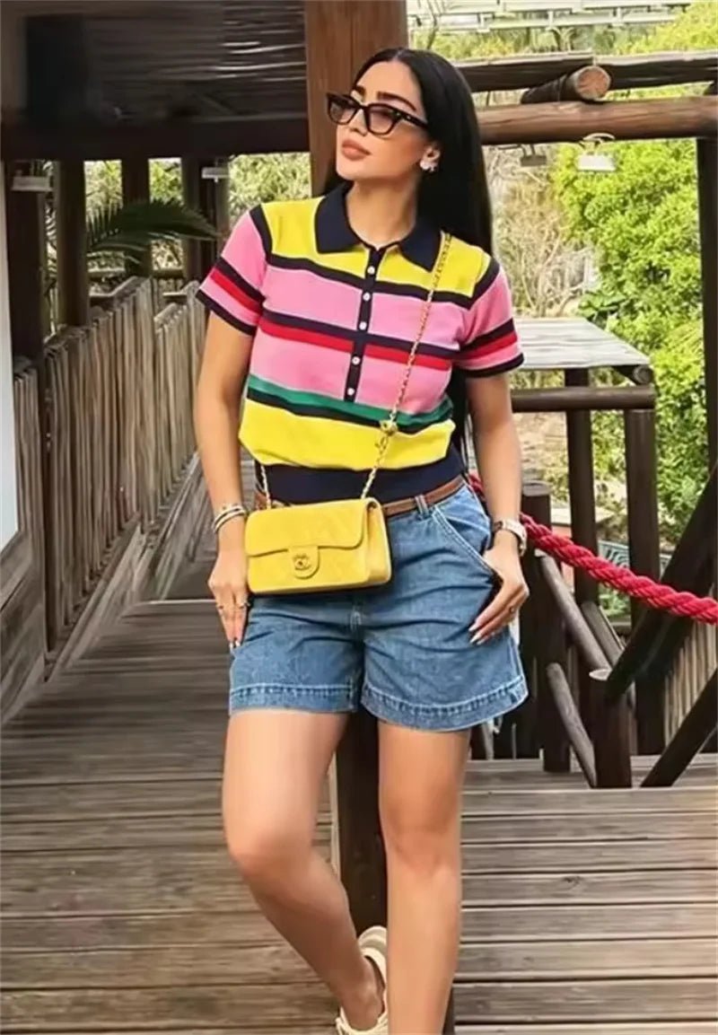 Klassisches Colorblock-Polo-Stricktop