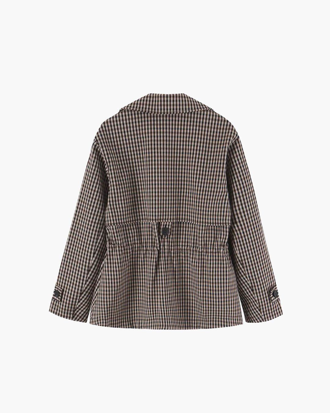 Klassischer kurzer Trenchcoat aus Vichykaro mit Kordelzug