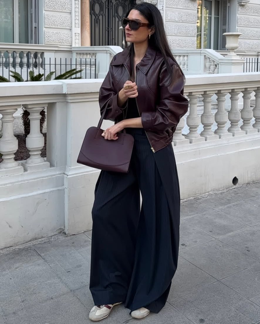 Klassische Revers-Jacke aus Kunstleder