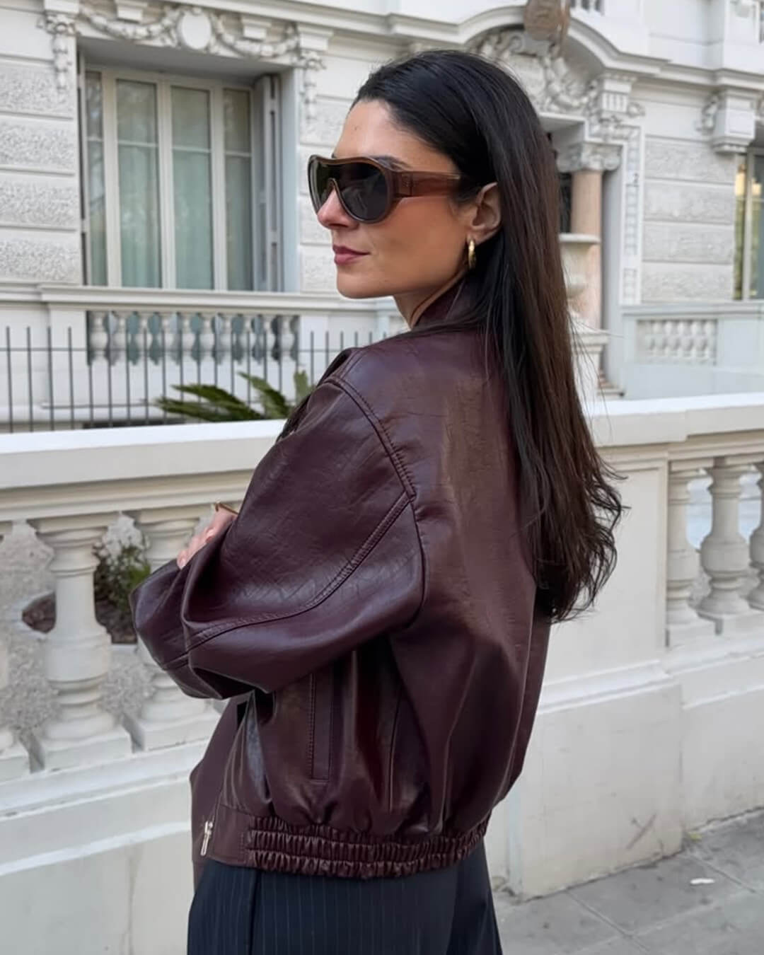 Klassische Revers-Jacke aus Kunstleder