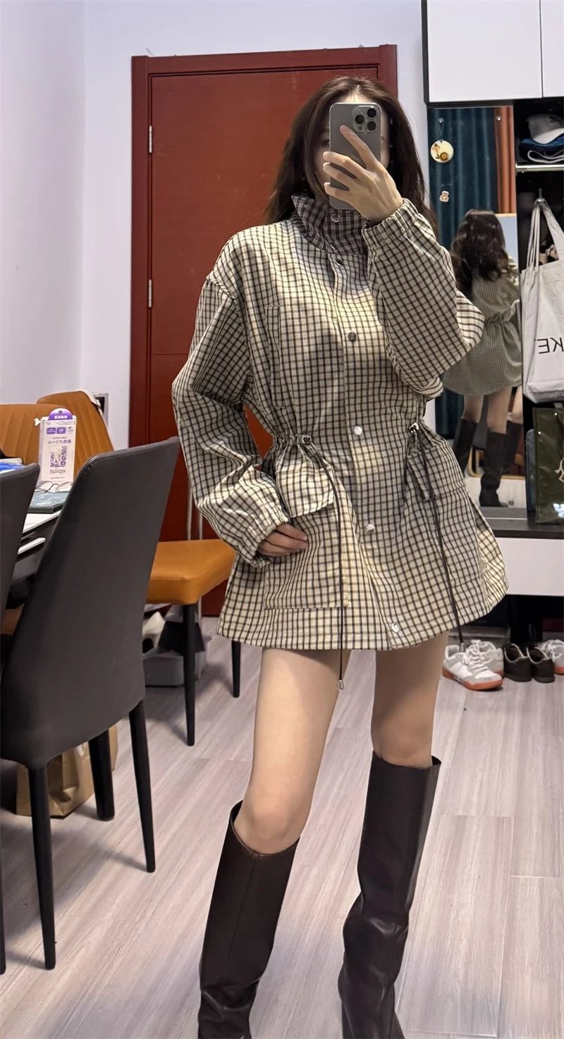 Klassische Hochkragen Karojacke
