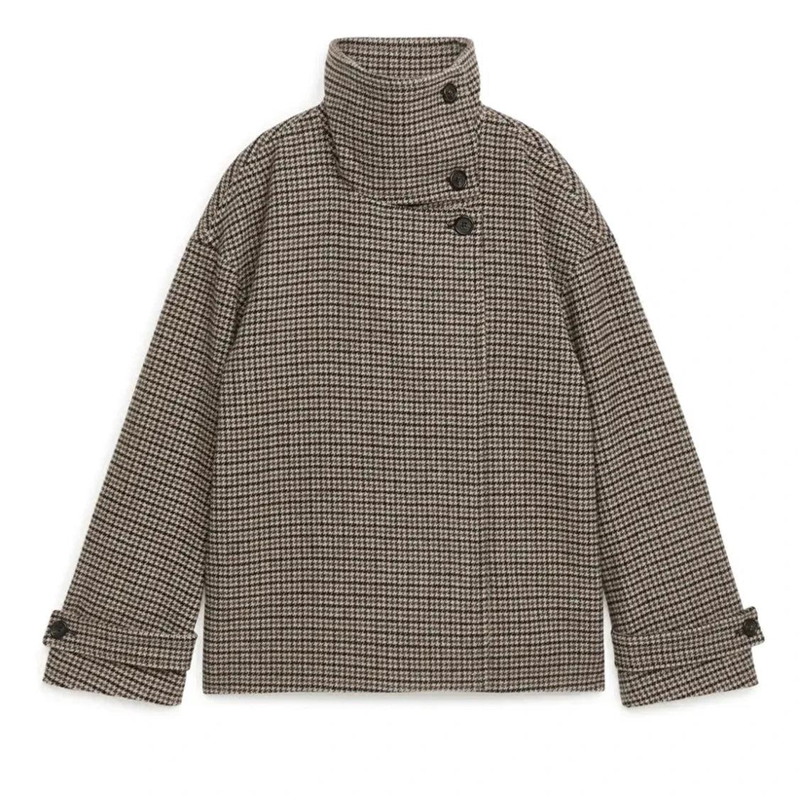Klassische Hahnentritt Knopfkragenjacke