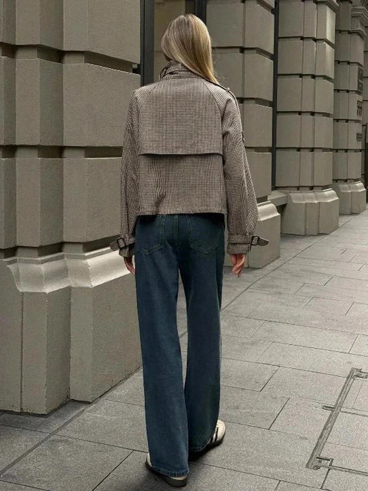 Klassische Jacke mit Hahnentrittmuster