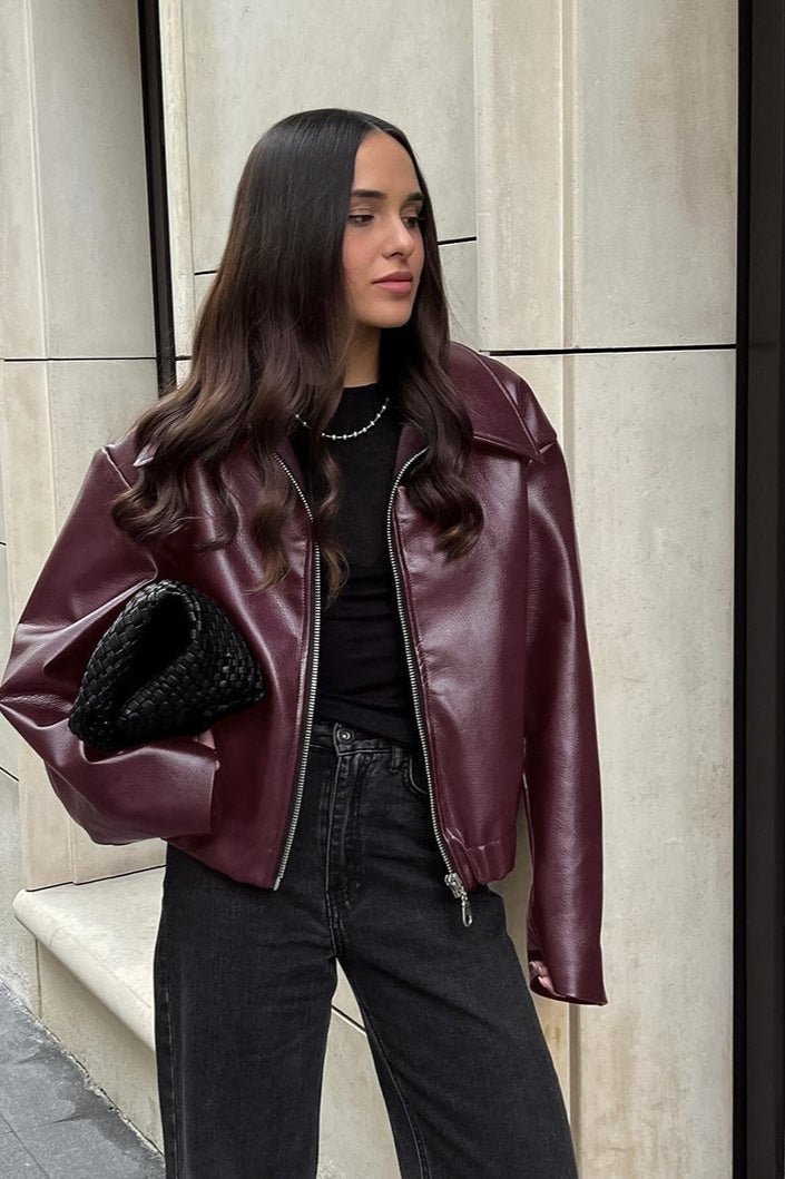 Klassische matte Bikerjacke in Lederoptik