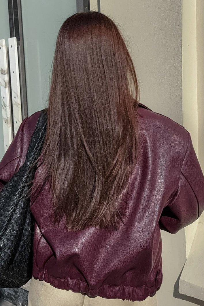 Klassische matte Bikerjacke in Lederoptik