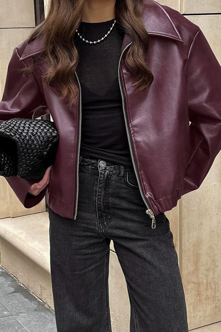 Klassische matte Bikerjacke in Lederoptik