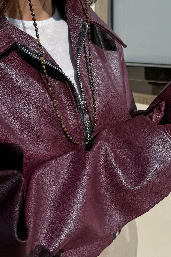 Klassische matte Bikerjacke in Lederoptik