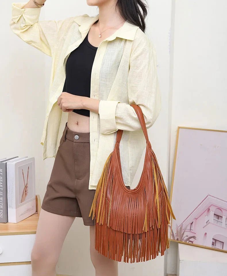 Klassische Open-Top-Quasten-Hobo-Bag