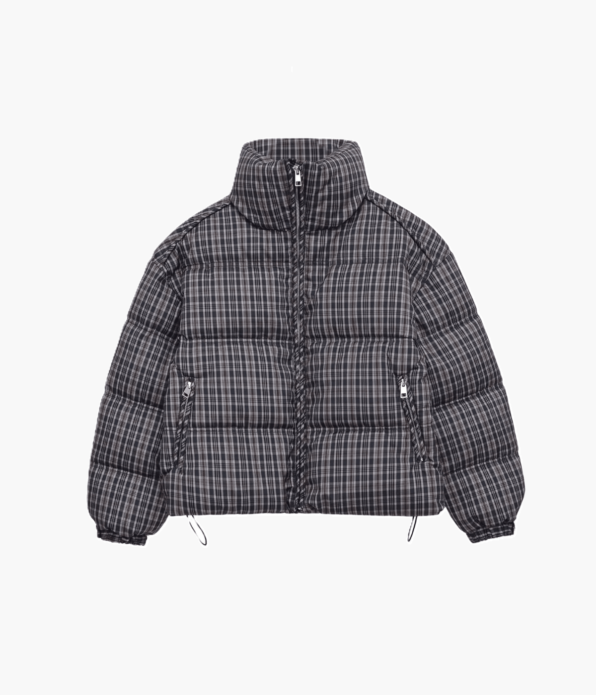 Klassische karierte Steppjacke mit hohem Kragen