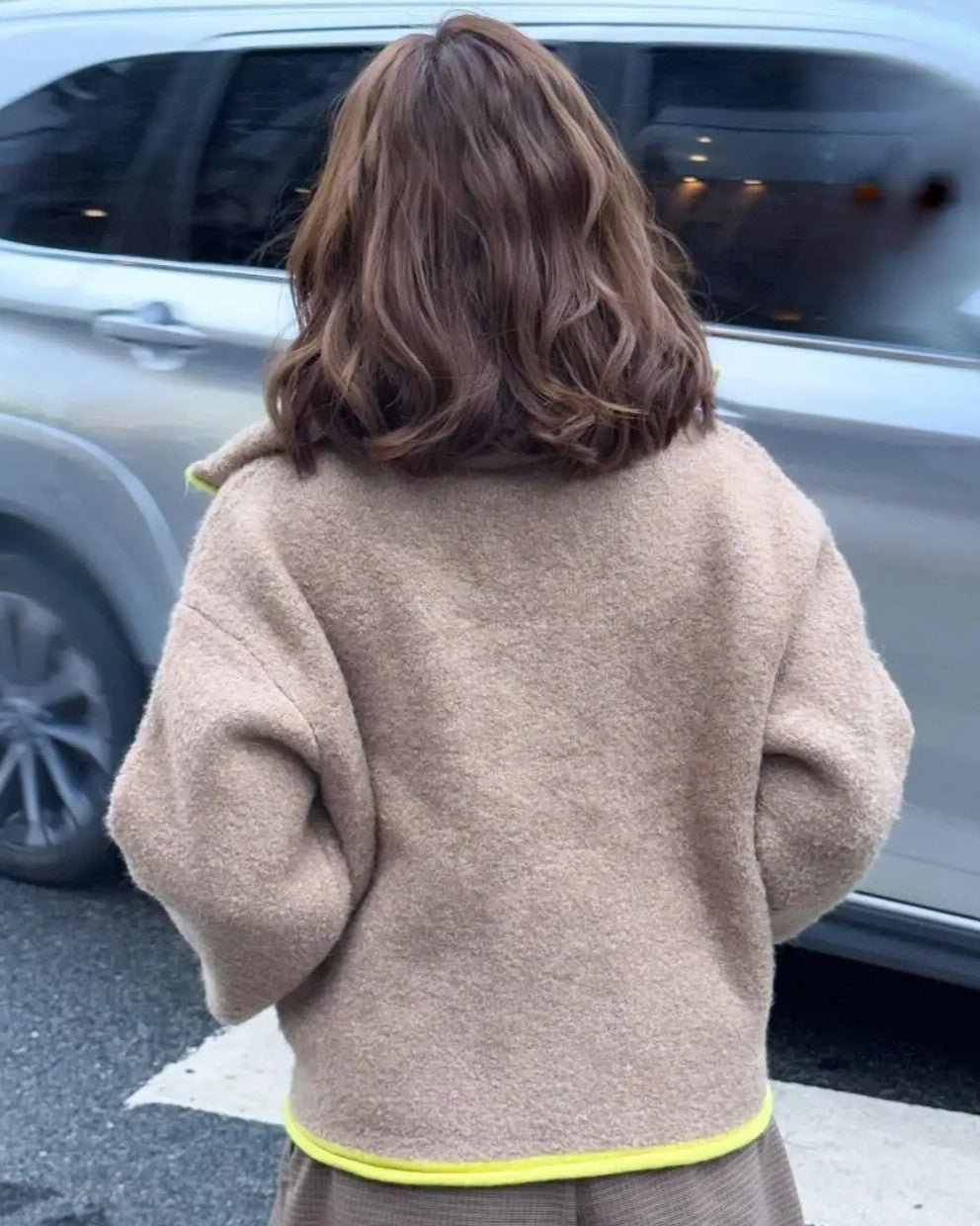 Strickjacke mit Kontrastbesatz und Reißverschluss