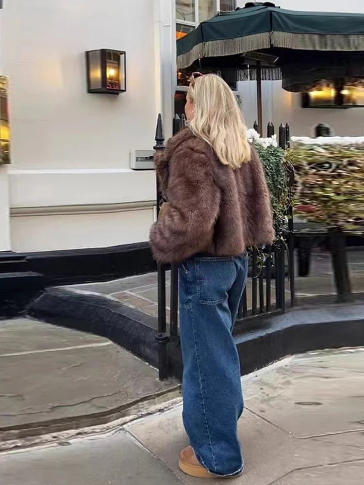 Kuscheliger Plüsch-Faux-Fur-Mantel