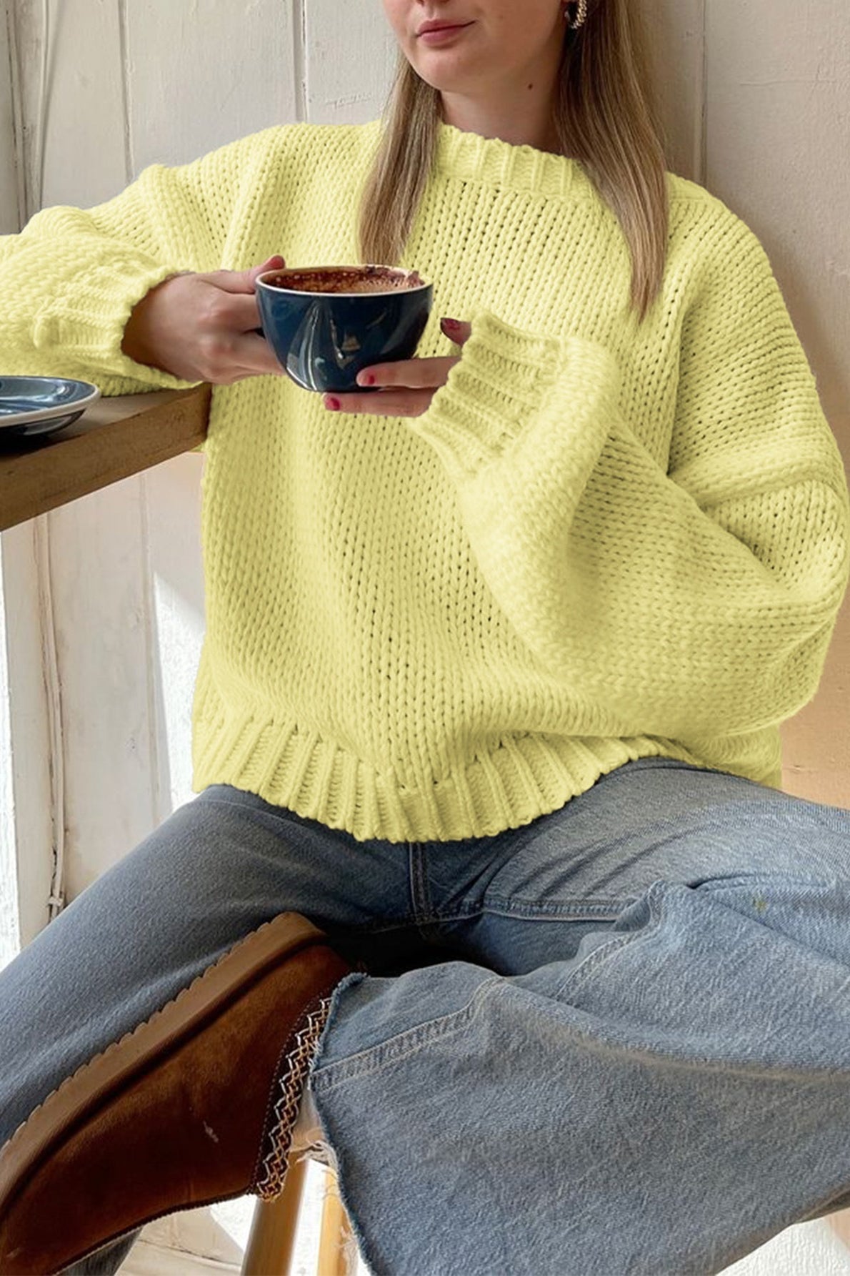 Pullover mit Rundhalsausschnitt für Lagenlooks