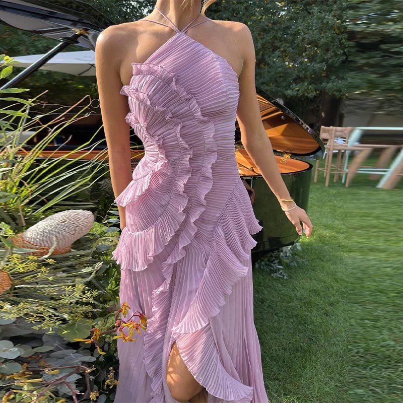 Crissa – Neckholder-Kleid aus Tüll mit Rüschen