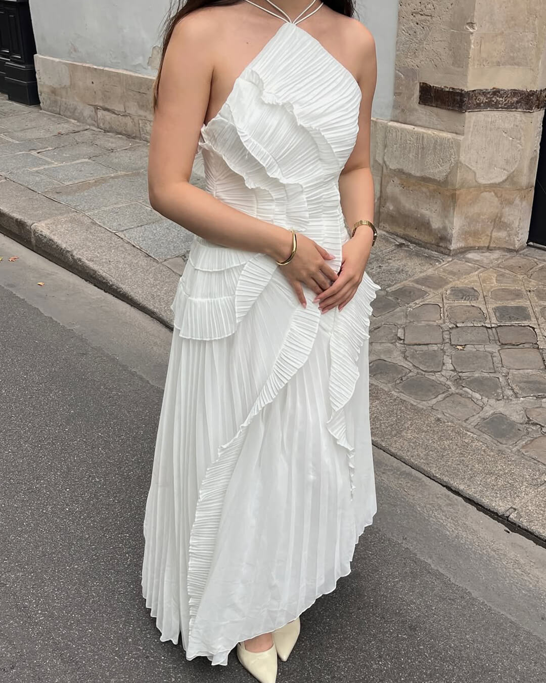 Crissa – Neckholder-Kleid aus Tüll mit Rüschen