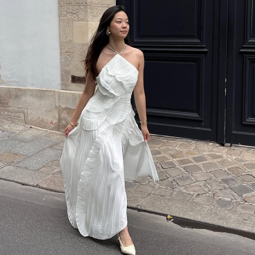 Crissa – Neckholder-Kleid aus Tüll mit Rüschen