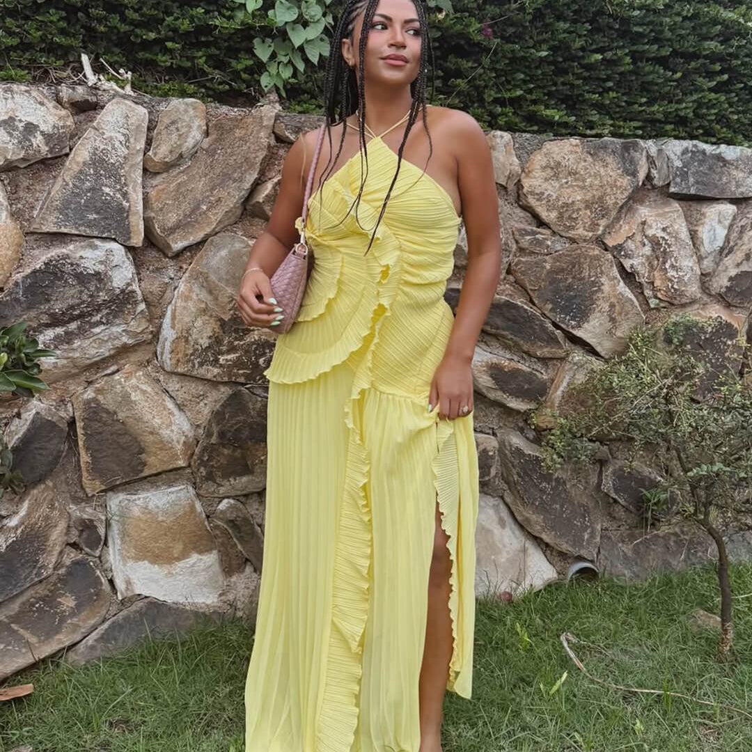 Crissa – Neckholder-Kleid aus Tüll mit Rüschen