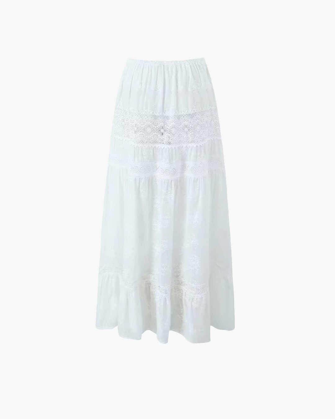 OLANE Denise Bohemian Embroidered Crop Top Skirt Set Off ShoulderMWomen's Sets