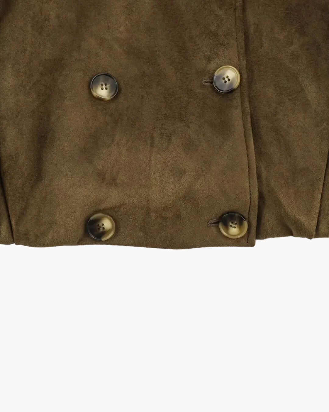 Doppelreihiger Retro-Trenchcoat aus Kunstwildleder, kurz geschnitten