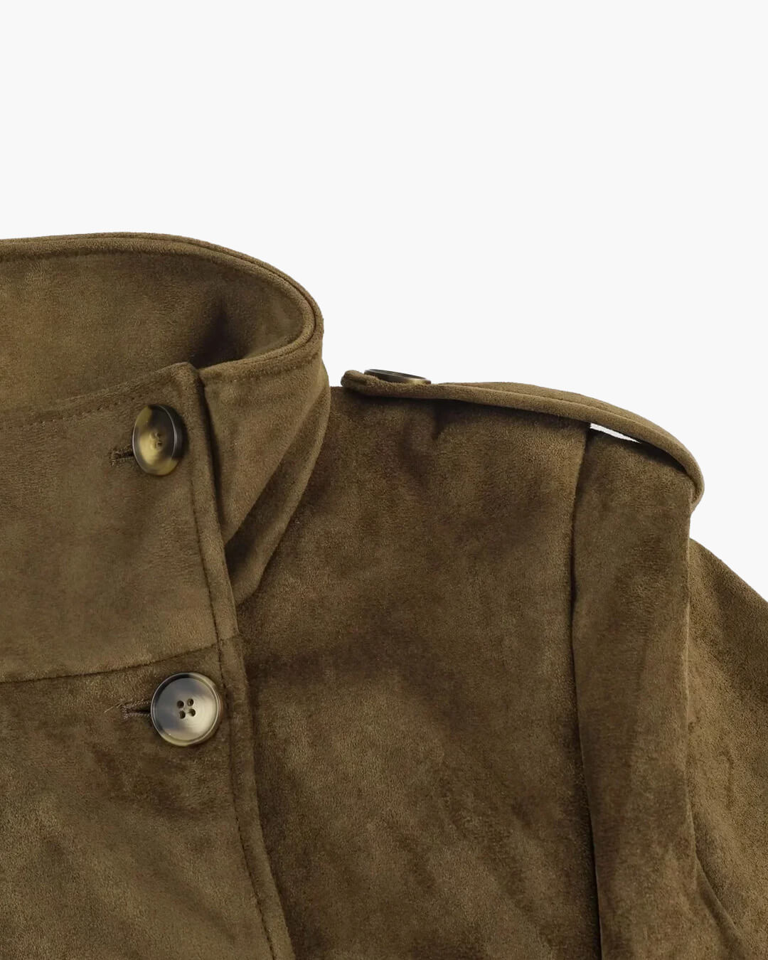 Doppelreihiger Retro-Trenchcoat aus Kunstwildleder, kurz geschnitten
