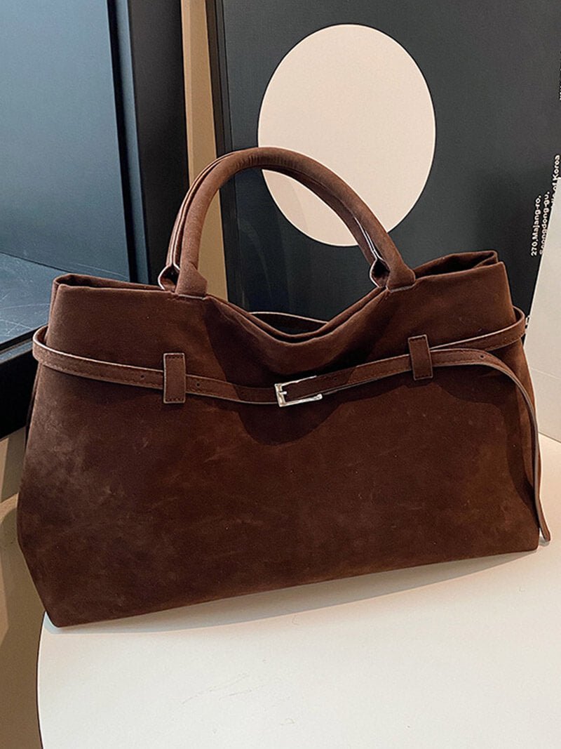 Elegante Schultertasche aus Wildlederimitat
