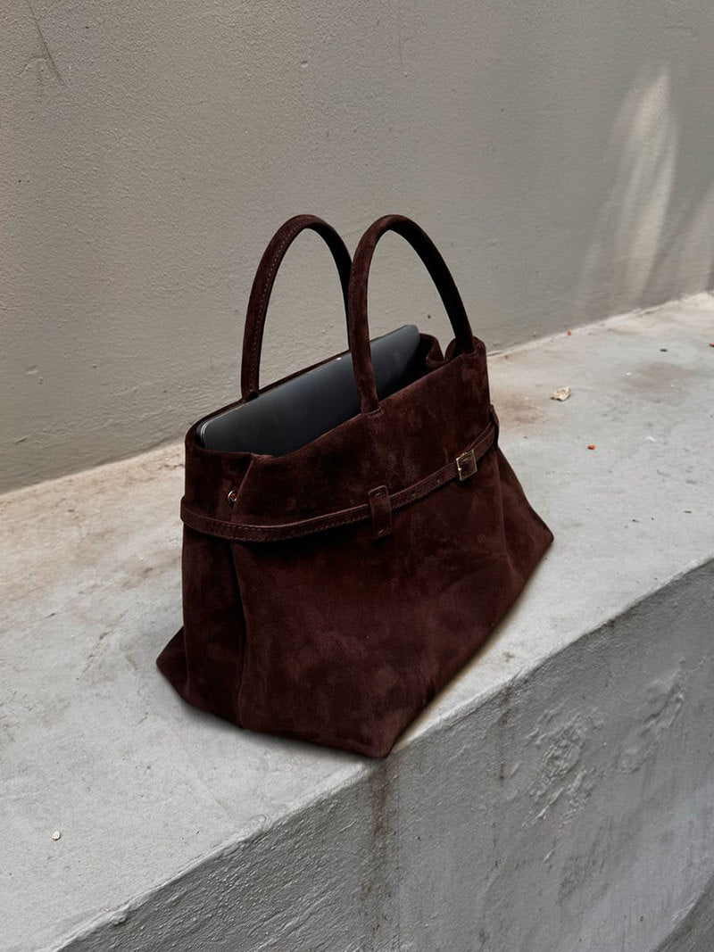 Elegante Schultertasche aus Wildlederimitat