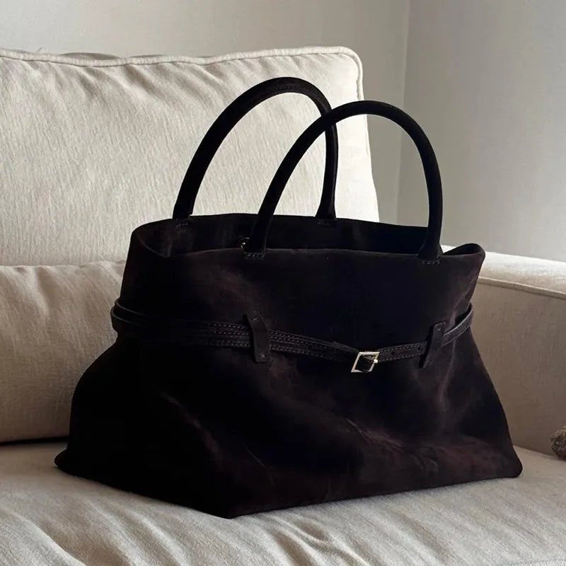 Elegante matte Tote Bag in Wildlederoptik