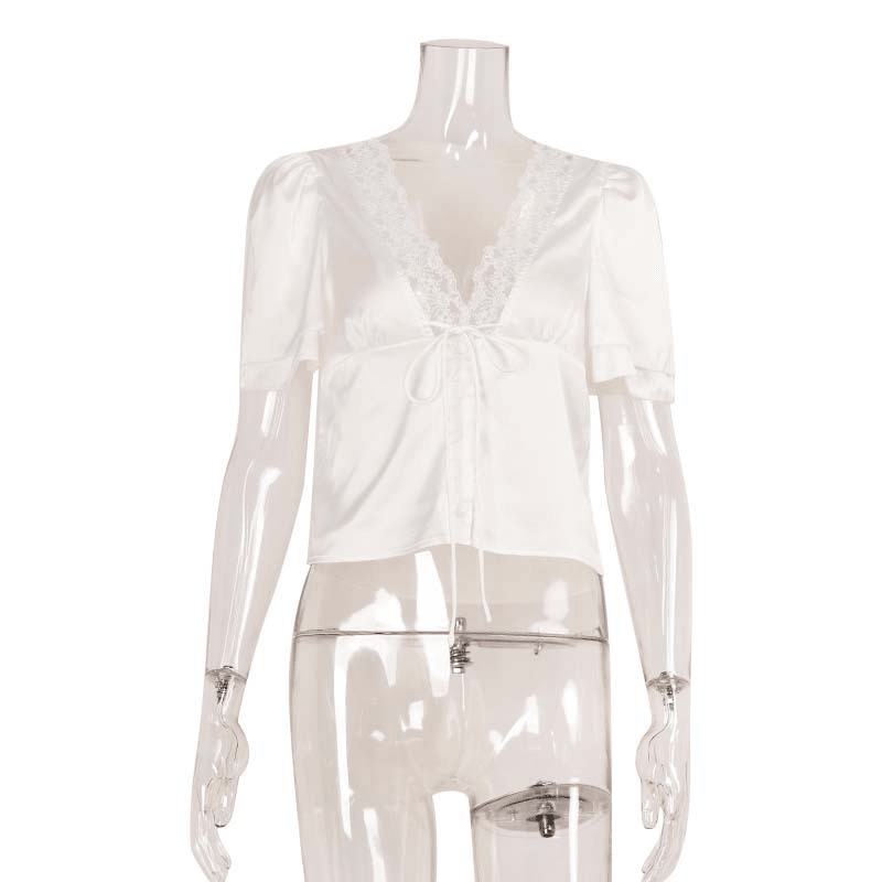 Nicole – Spitze-Seidenbluse