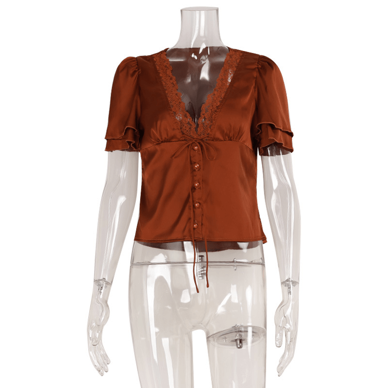 Nicole – Spitze-Seidenbluse